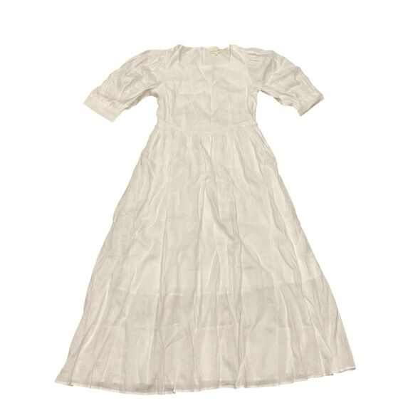 Dresses & Skirts - Hirsch & Timber White Linen Maxi Dress M Boho Cottagecore Lagenlook Prairie
